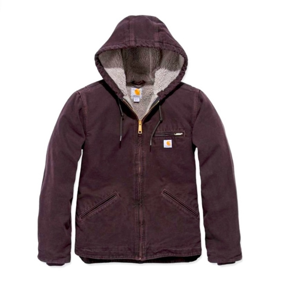 Carhartt Sherpa-Lined Washed Duck Jacket in Plum